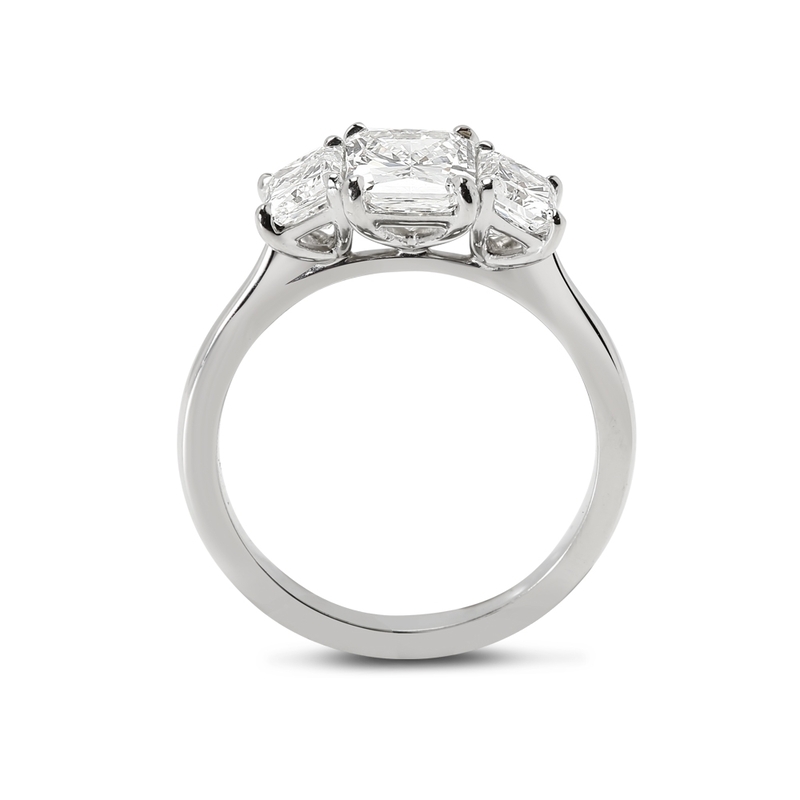 Radiant Cut Trilogy Diamond Engagement Ring