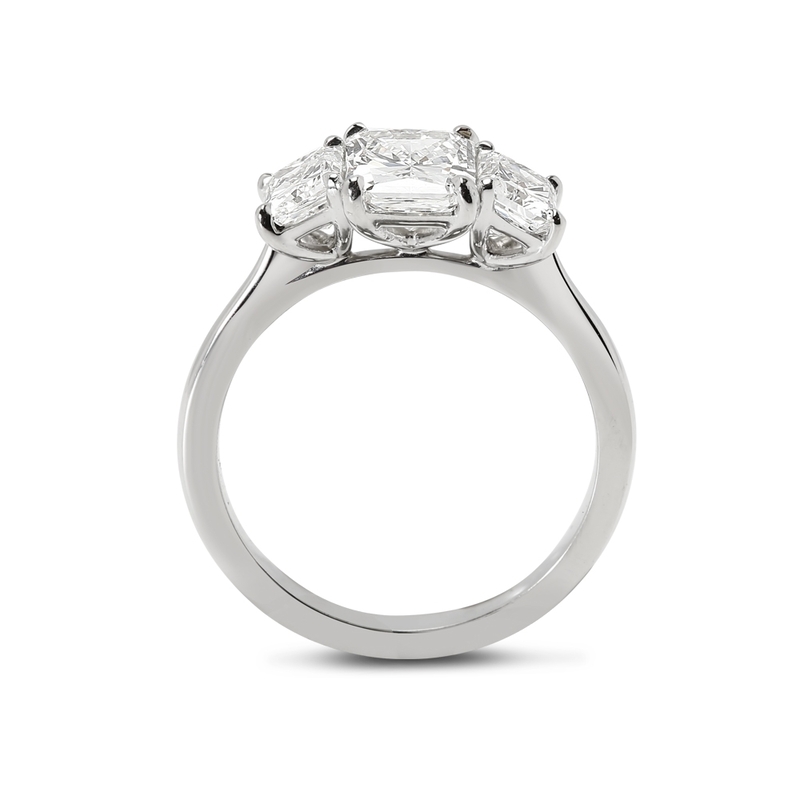 Radiant Shape Trilogy Lab Grown Diamond  Engagement Ring