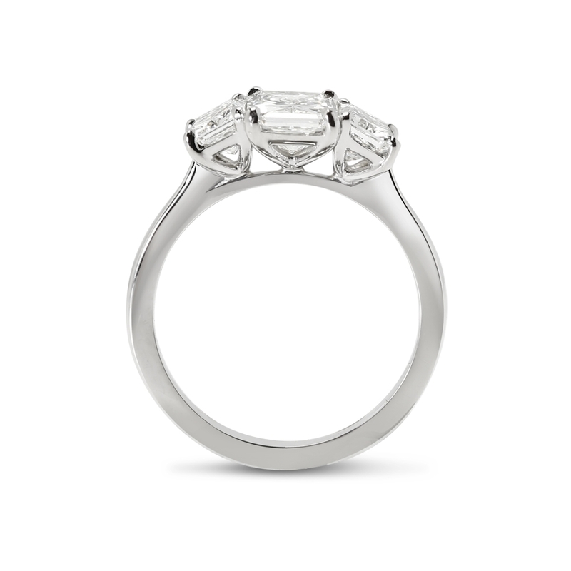Radiant Cut Trilogy Diamond Engagement Ring