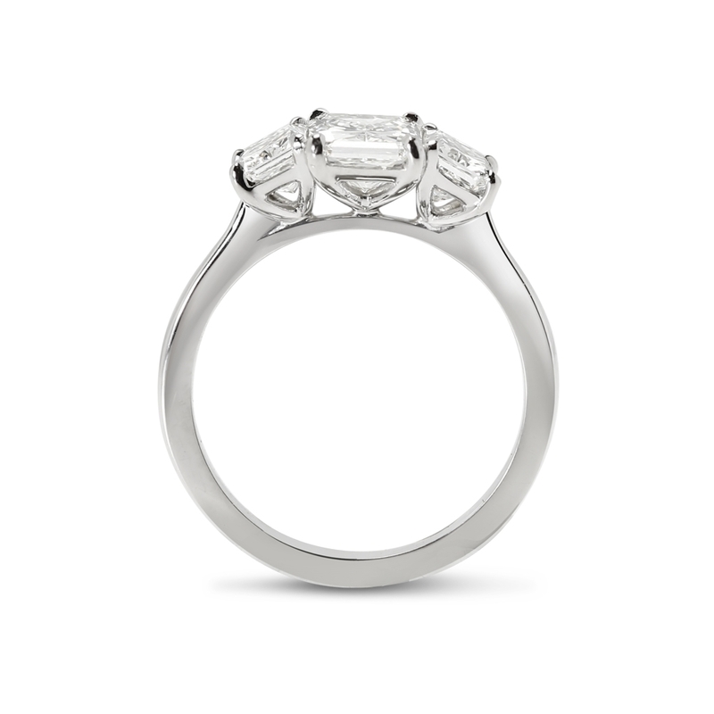 Radiant Shape Trilogy Lab Grown Diamond  Engagement Ring