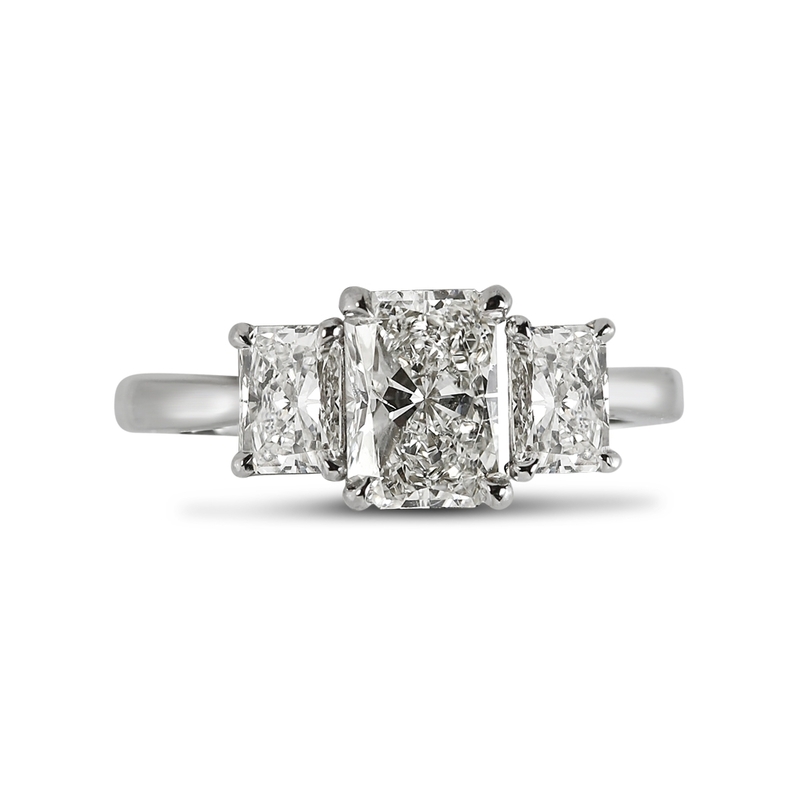 Radiant Shape Trilogy Diamond Engagement Ring