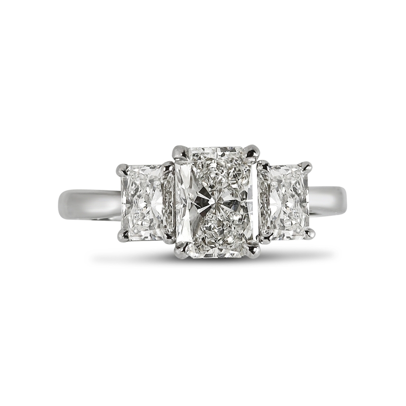 Radiant Shape Trilogy Lab Grown Diamond  Engagement Ring