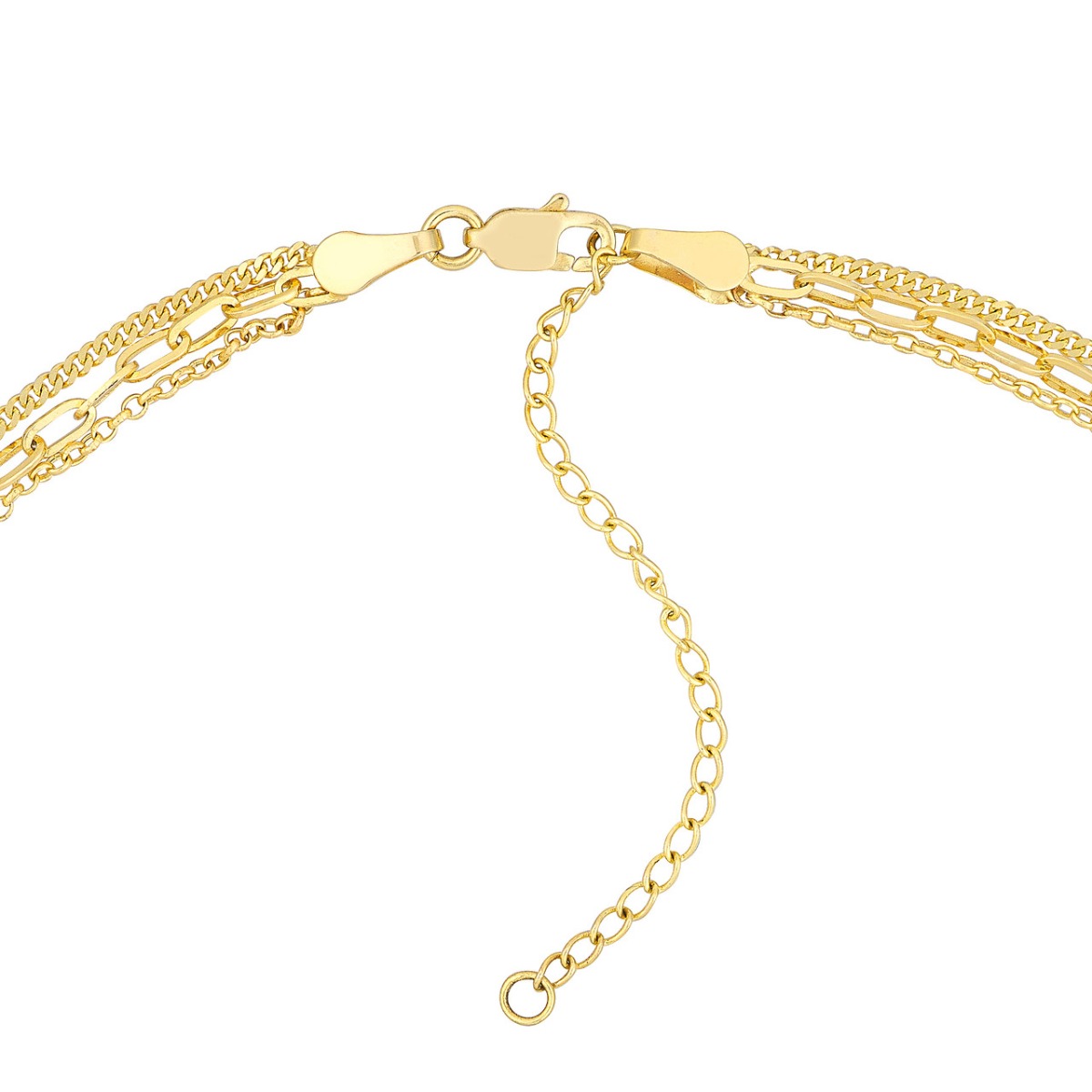 Rolo/Paper Clip/Curb Triple Chain Necklace