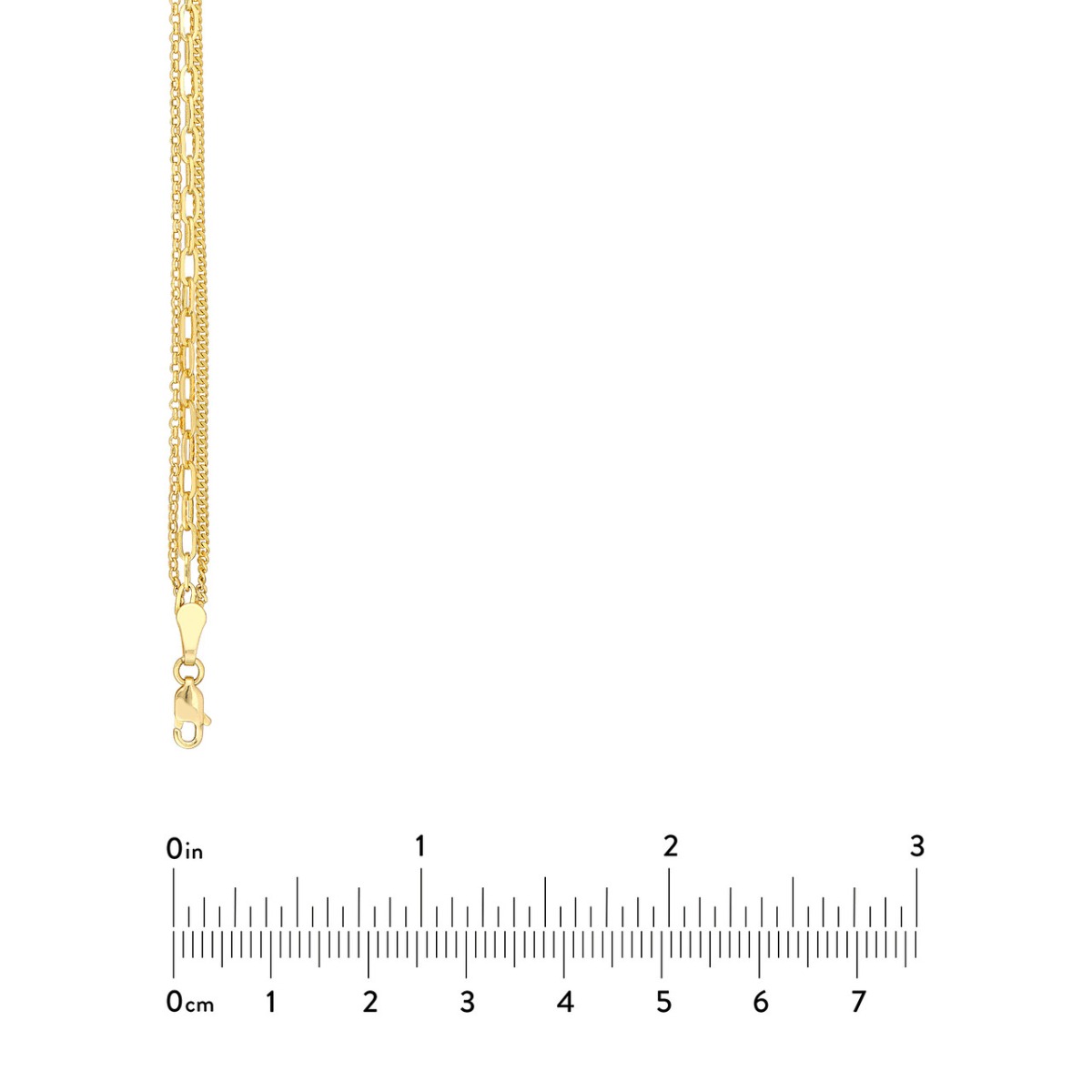 Rolo/Paper Clip/Curb Triple Chain Necklace