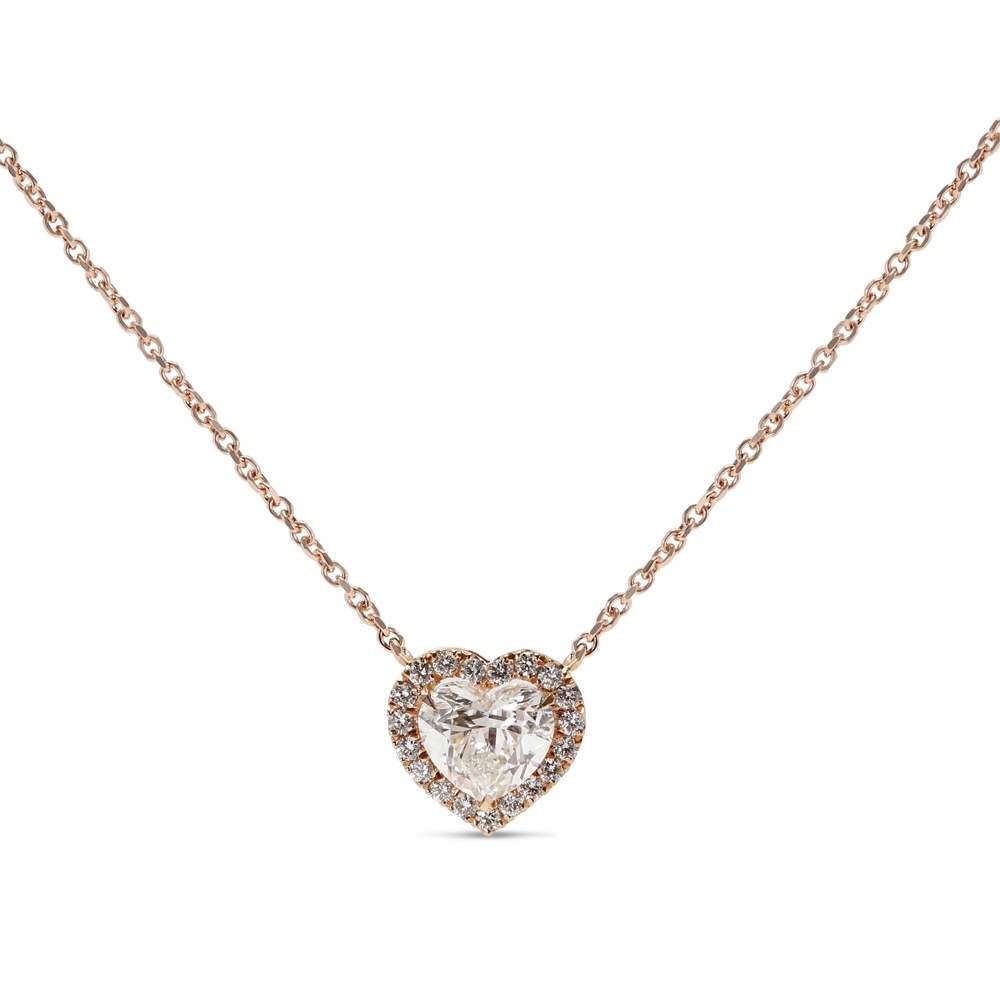 Heart Shape Halo Diamond Pendant 