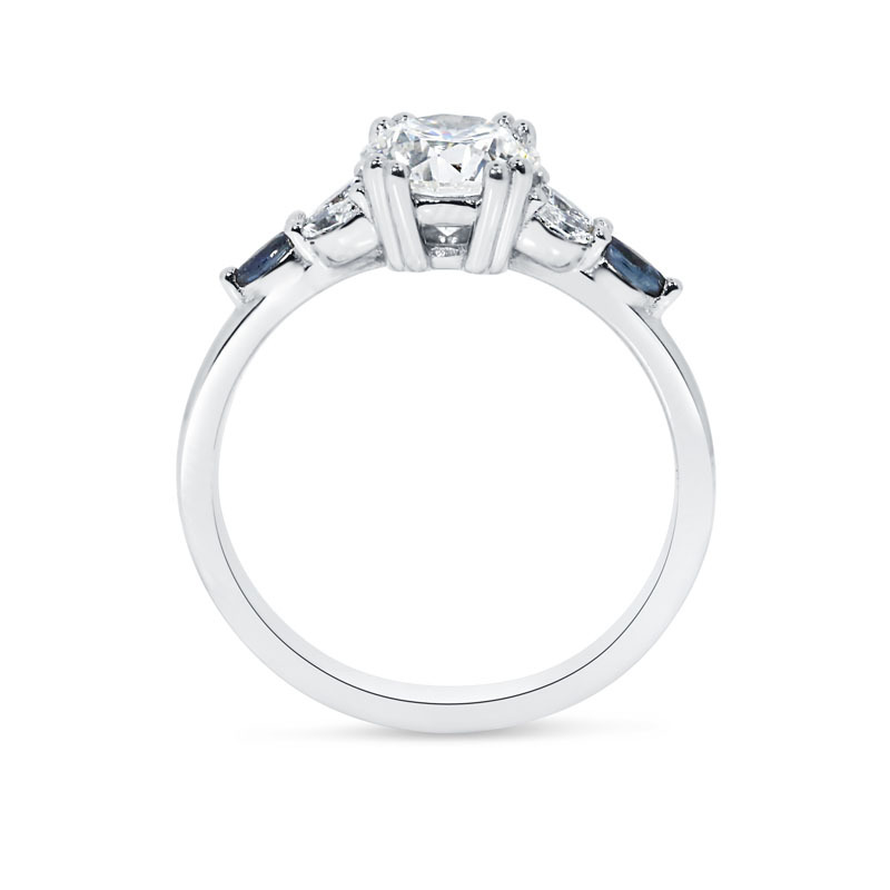 Round Brilliant and Marquise Side Lab Grown Diamond Engagement Ring
