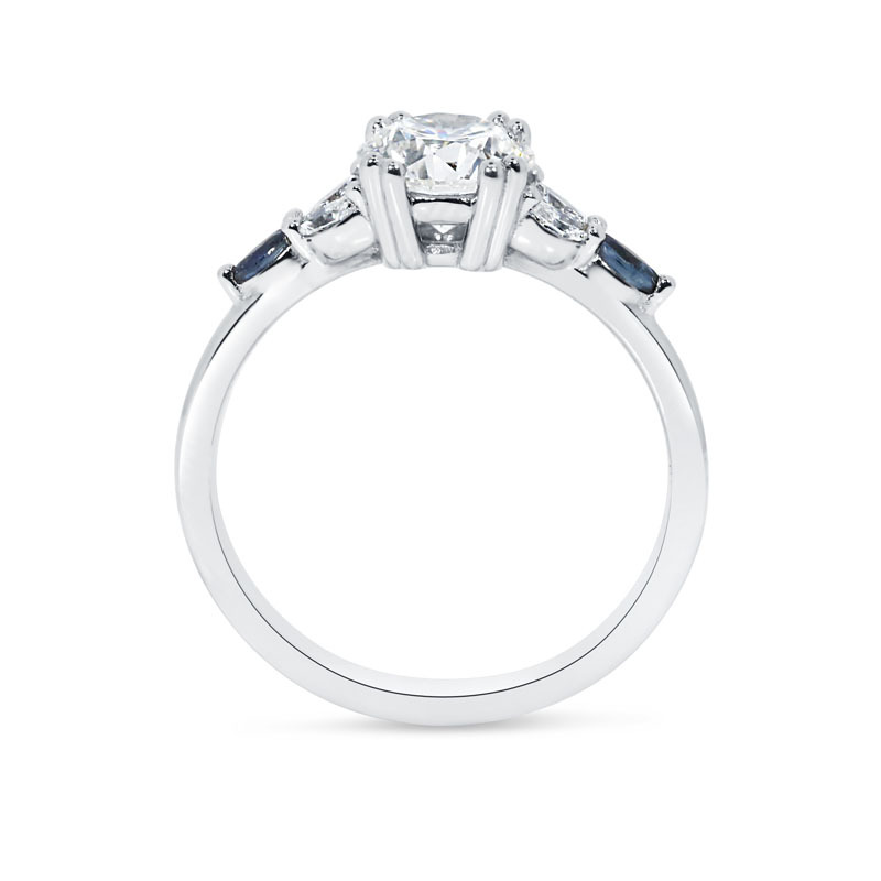 Round and Marquise Side Diamond Engagement Ring