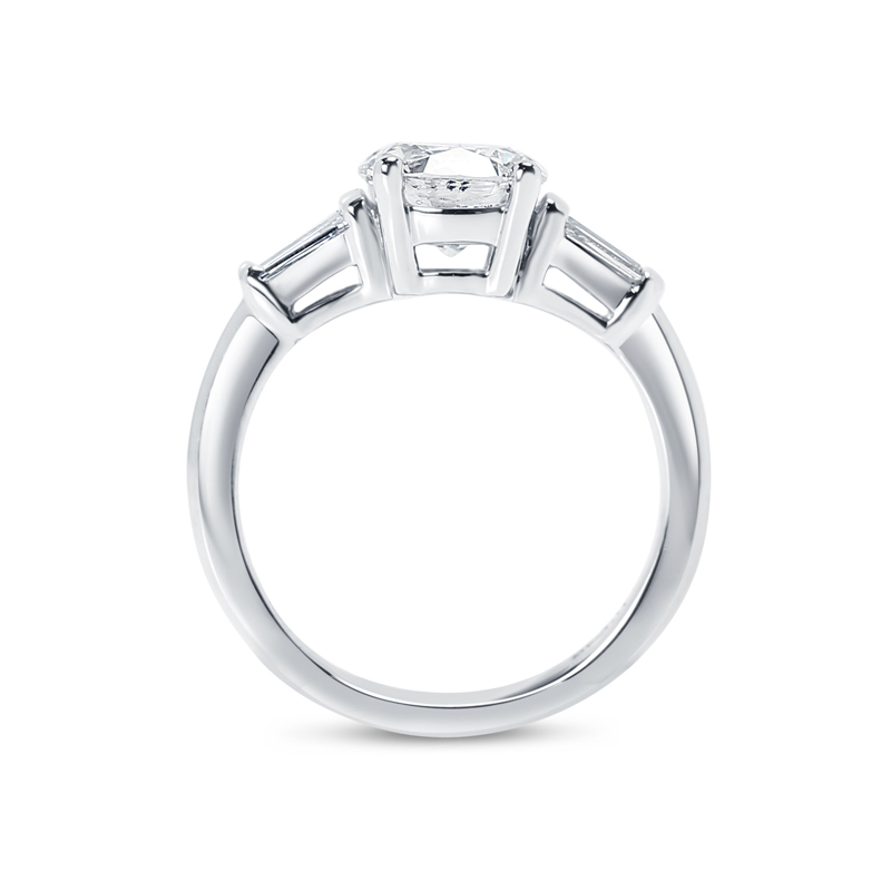 Round and Tapered Baguettes Lab Grown Diamond Engagement Ring