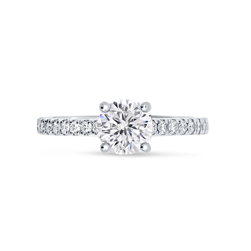 Round Contemporary Micro Set Engagement Ring 