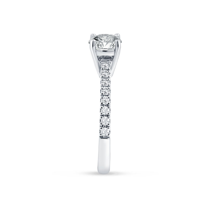 Round Contemporary Micro Set Engagement Ring 