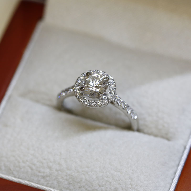 Round Cut Lab Grown Diamond Halo Engagement Ring