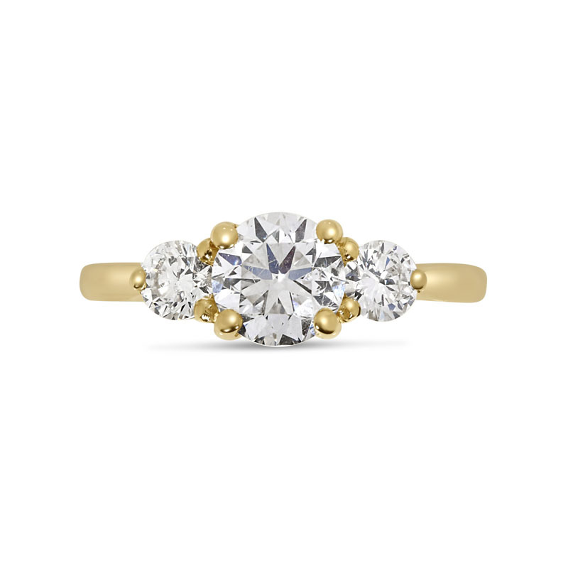 Round Cut Lab Grown Diamond Trilogy Engagement Ring