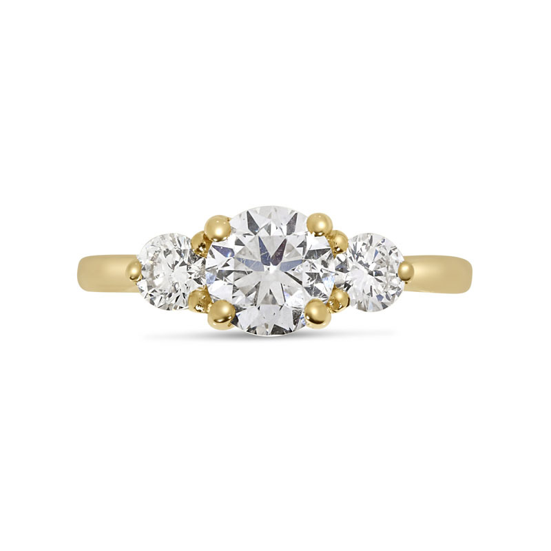 Round Shape Lab Grown Diamond Trilogy Engagement Ring