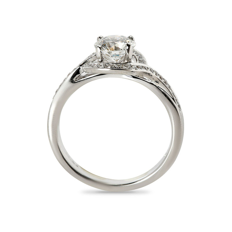 Round Cut Diamond Twist Halo Engagement Ring