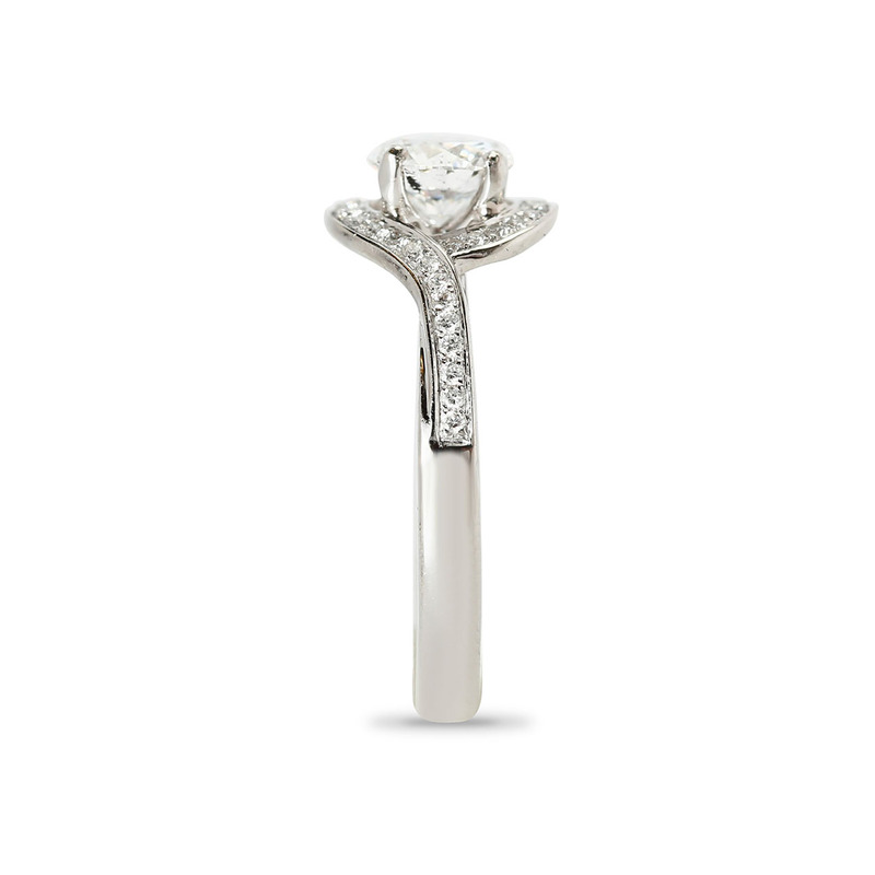 Round Cut Lab Grown Diamond Twist Halo Engagement Ring