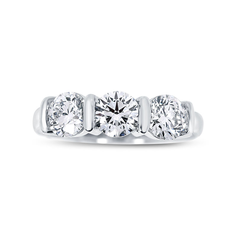 Tension Set Round Trilogy Engagement Ring