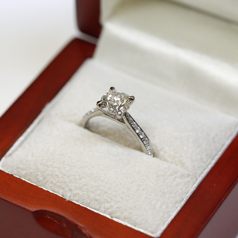 Floating Round Cut Lab Grown Diamond Pave Engagement Ring