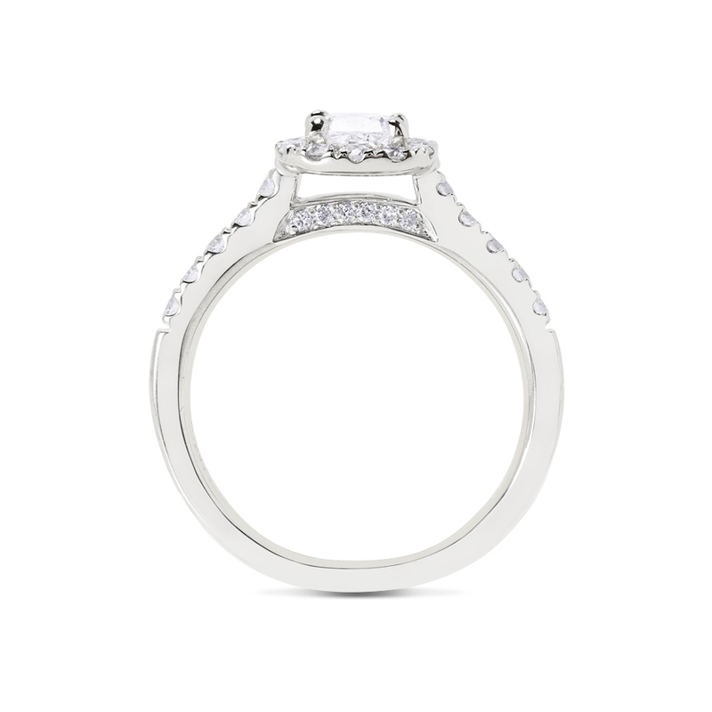 Round Lab Grown Diamond Cushion Halo Engagement Ring