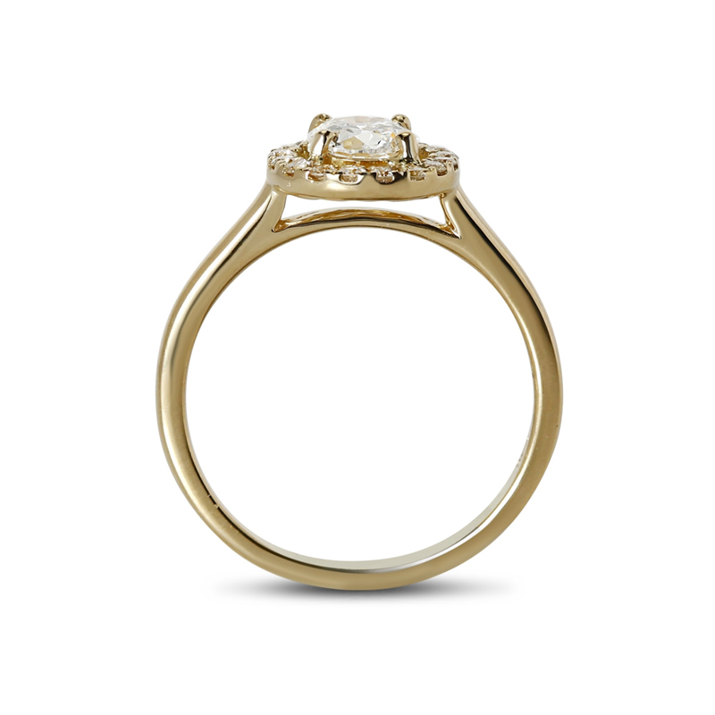 Yellow Gold Round Shape Lab Grown Diamond Halo Engagement Ring