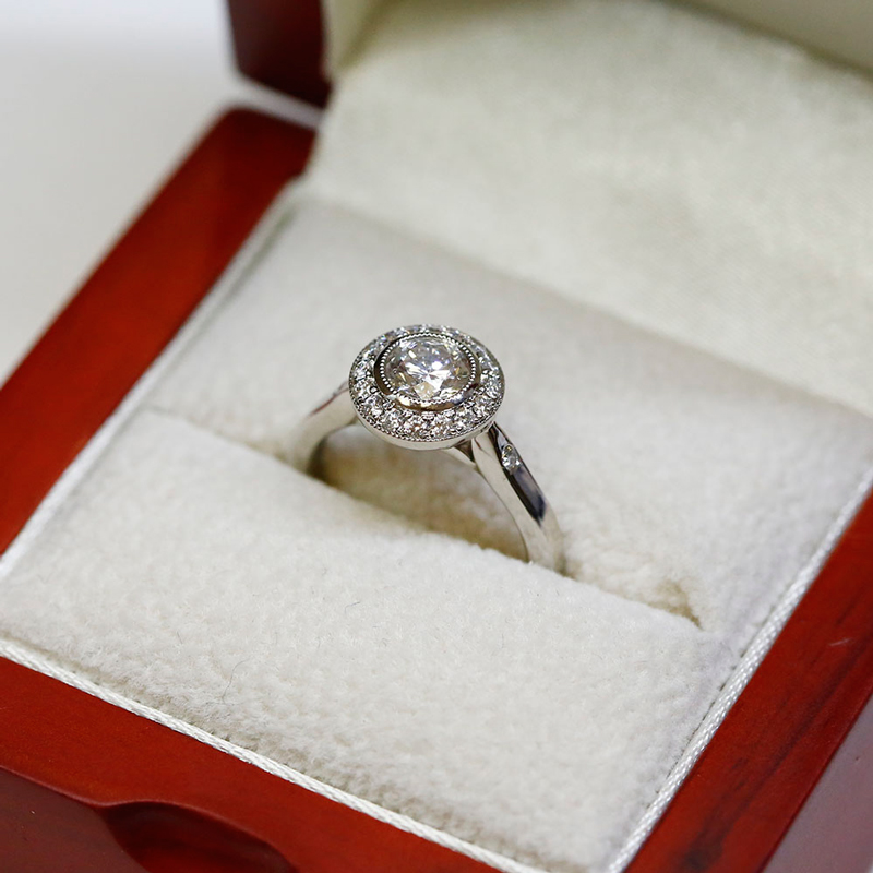 Vintage Round Lab Grown Diamond Halo Engagement Ring