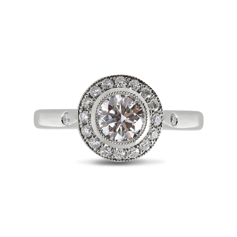Vintage Round Lab Grown Diamond Halo Engagement Ring