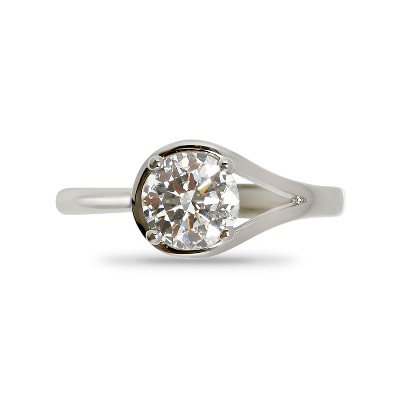 RubOver Setting Diamond Engagement Ring Other Top View