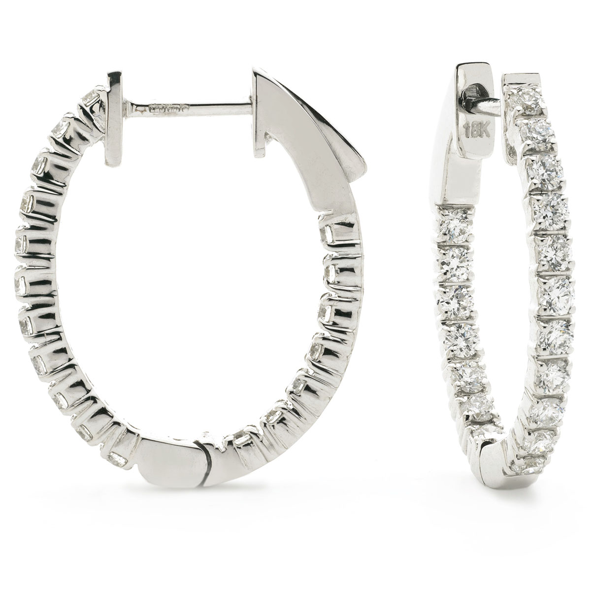 Round Shape Claw Hoops Diamond Earrings