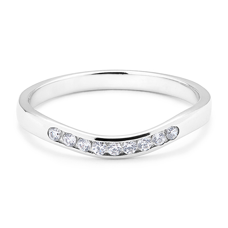 Shaped U Curved Diamond Wedding Ring