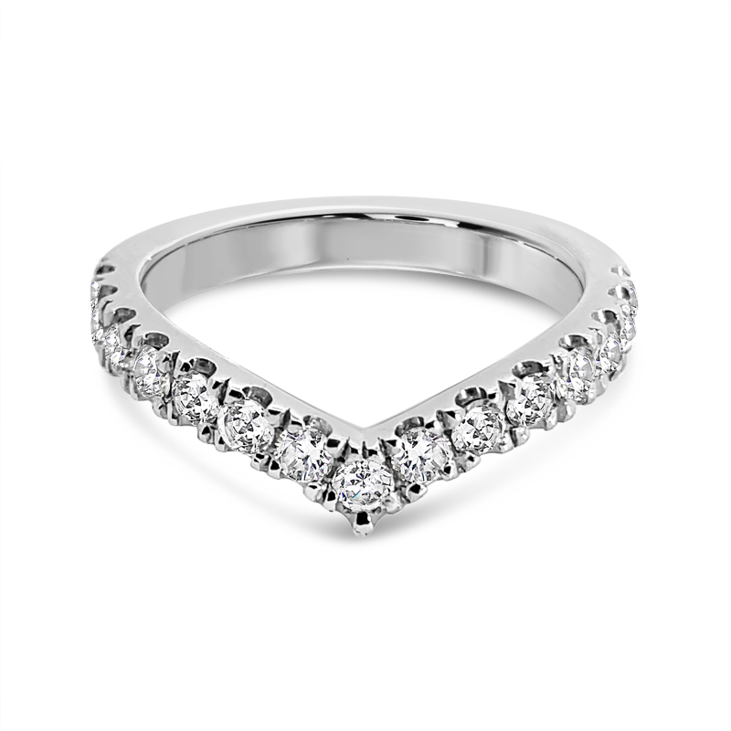 Shaped V Micro Set Diamond Wedding Ring