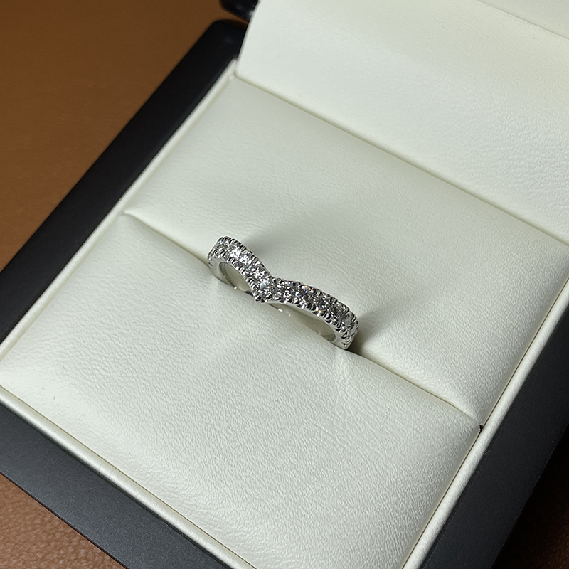 Shaped V Micro Set Diamond Wedding Ring