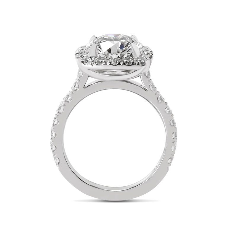Sharp Corner Halo Diamond Engagement Ring