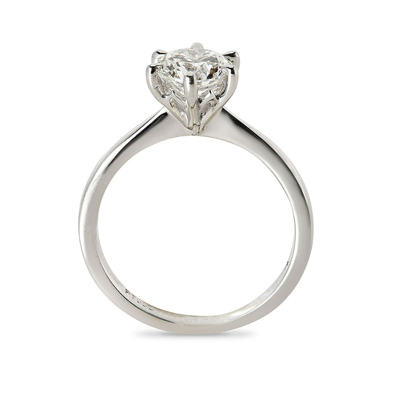 Six Claw Tapered Solitaire Round Diamond Engagement Ring