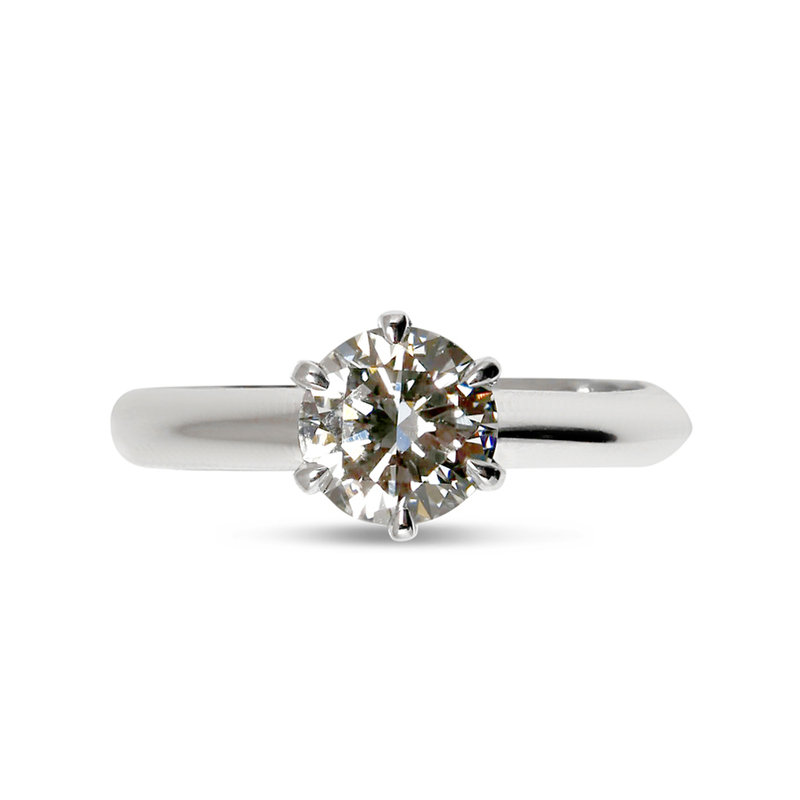 Six Claw Traditional Solitaire Diamond Engagement Ring Top View