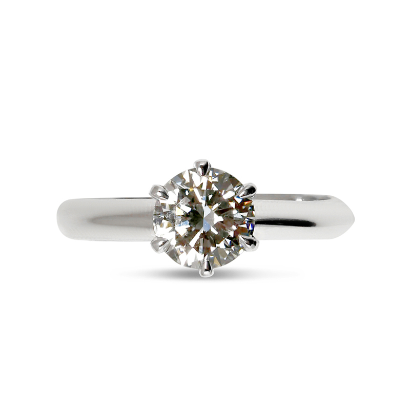 Traditional Six Claw Solitaire Round Shape Diamond Engagement Ring