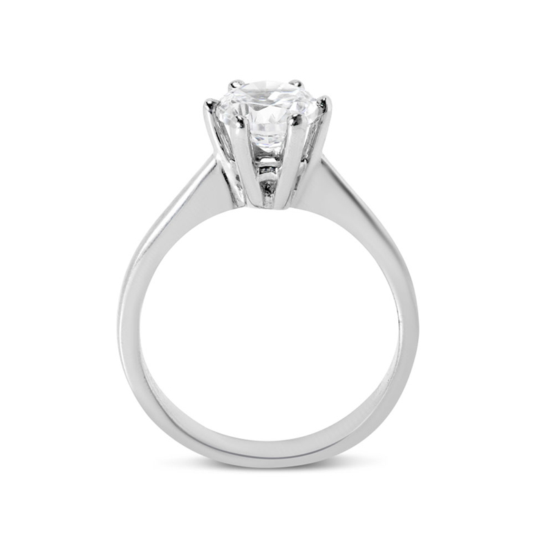 Six Claw Solitaire Round Shape Lab Grown Diamond Engagement Ring