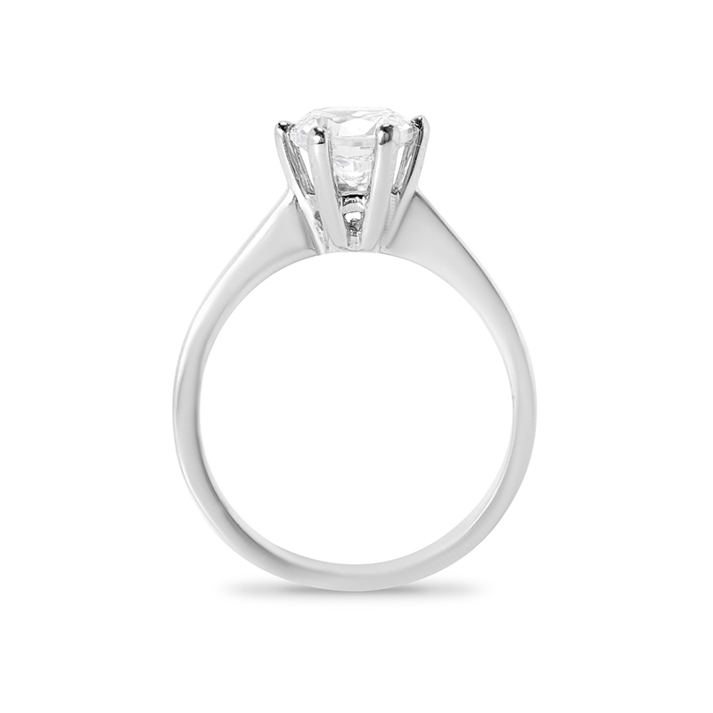 Six Claw Solitaire Round Shape Lab Grown Diamond Engagement Ring