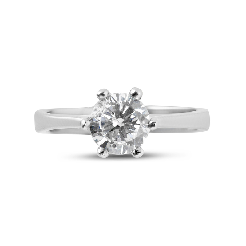 Six Claw Solitaire Round Cut Diamond Engagement Ring 