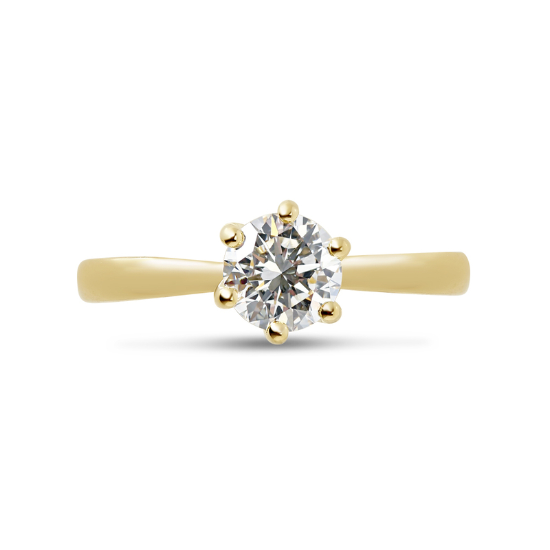 Six Claw Twist Round Shape Diamond Engagement Ring