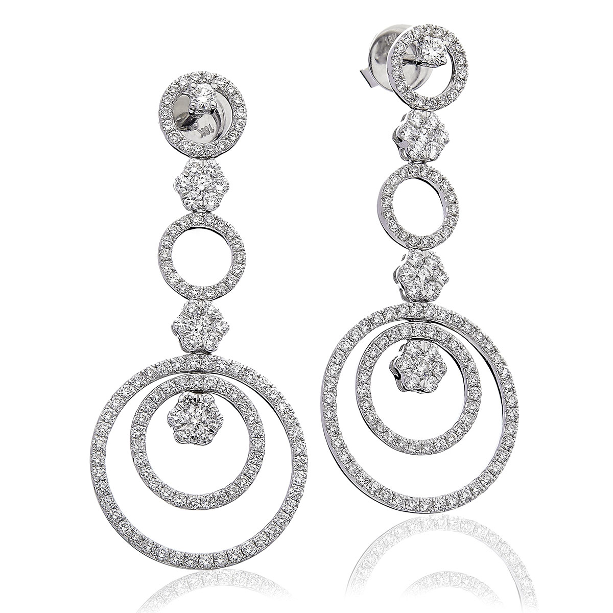 Open Circle Diamonds Drop Earrings