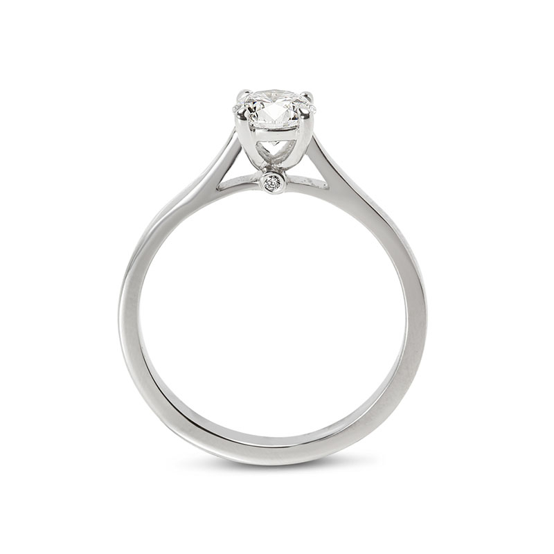 Solitaire Ring with Small Round Diamond Below the Center Stone