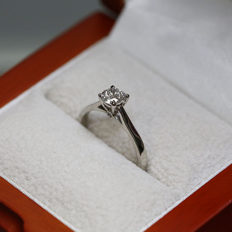 Solitaire Ring with Small Round Diamond Below the Center stone Reve Diamonds
