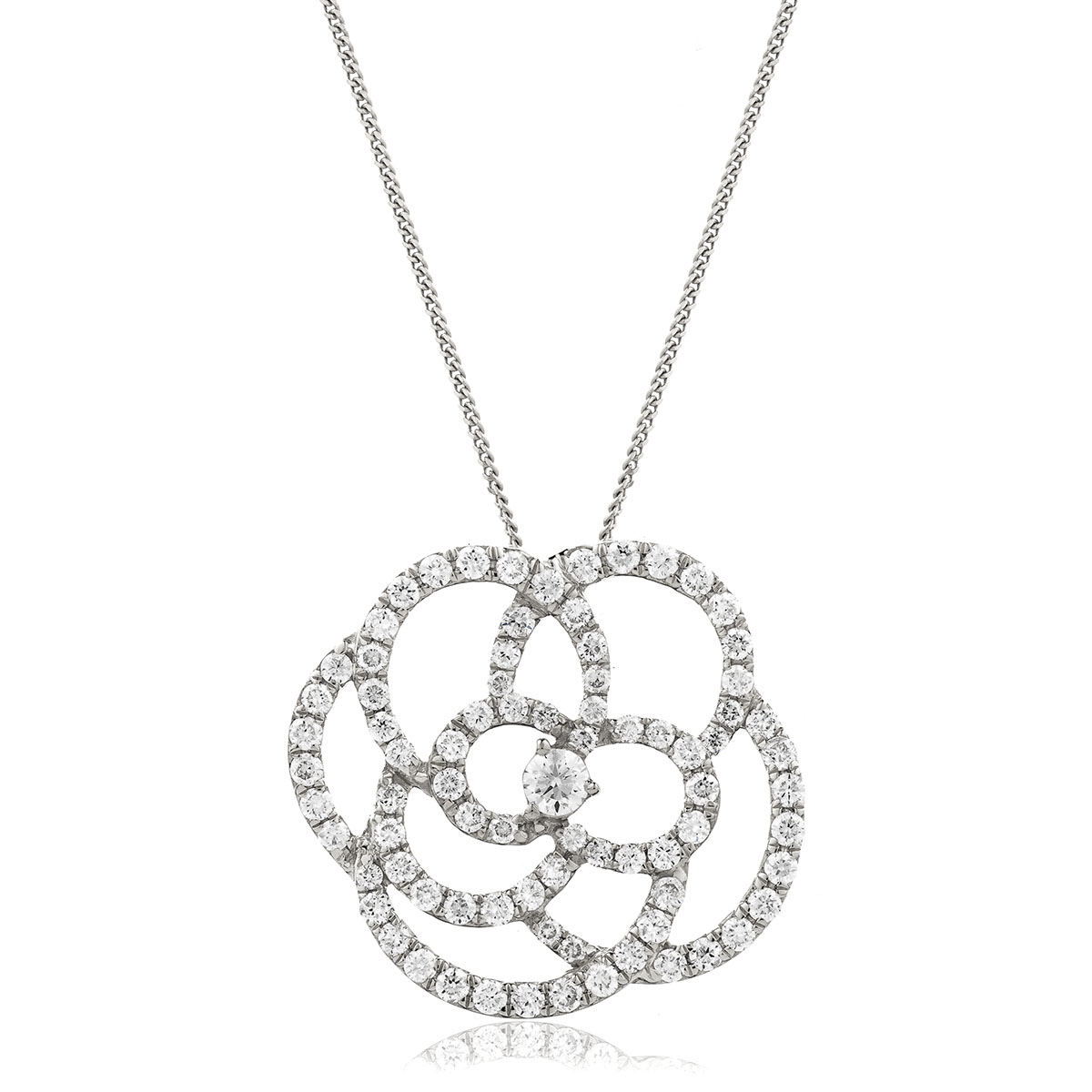 Open Rose Diamond Pendant