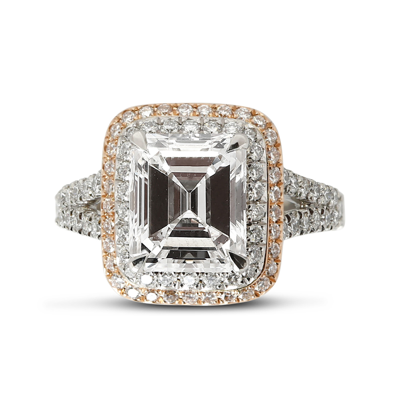 Emerald cut double store halo