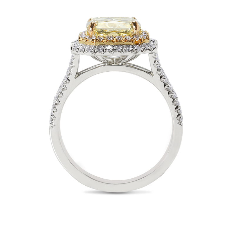 Double Halo Yellow Radiant Lab Grown Diamond Cocktail Ring