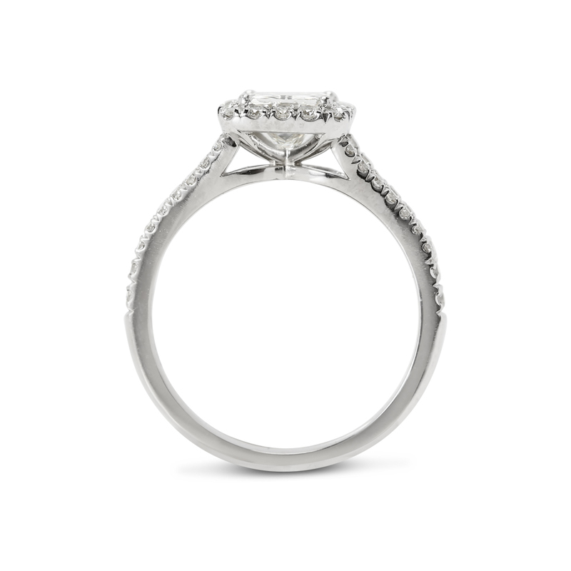 Split Shank Radiant Cut Halo Engagement Ring