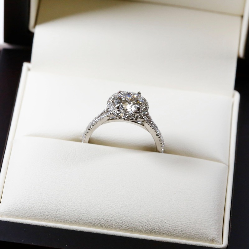 Split Shank Round Shape Halo Engagement Ring