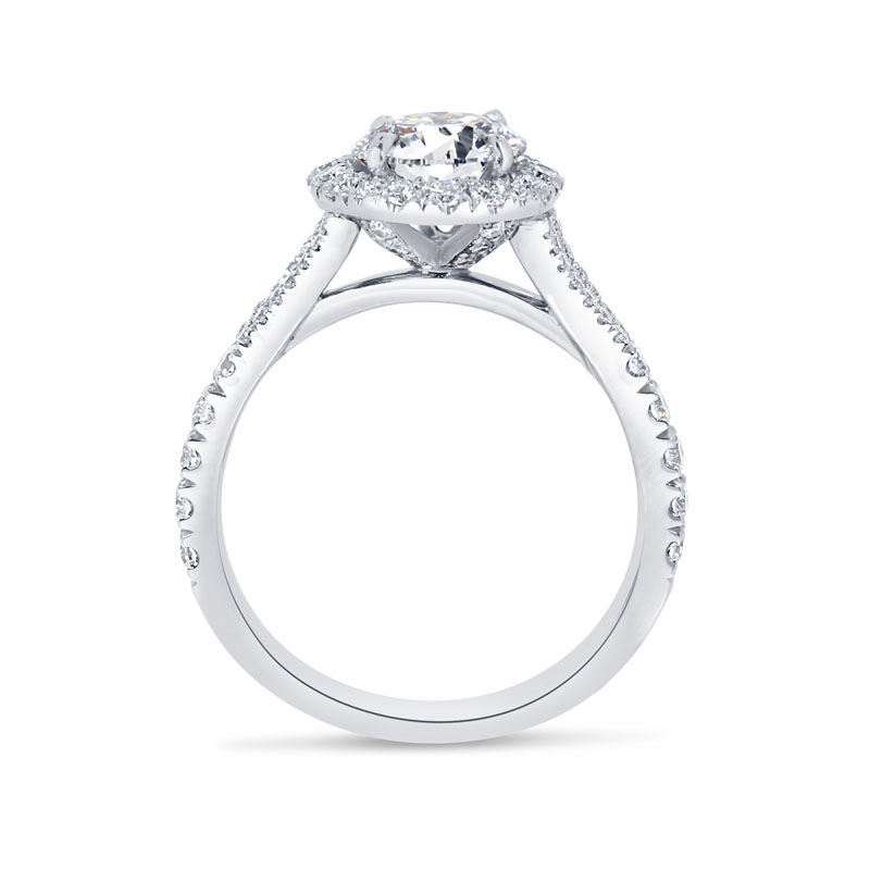 Split Shank Round Shape Halo Engagement Ring