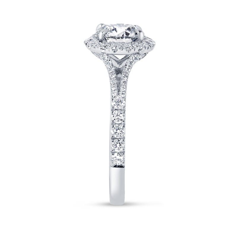 Split Shank Round Cut Halo Engagement Ring