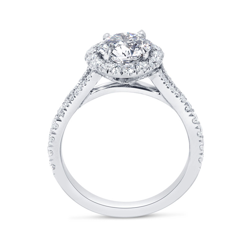 Split Shank Round Shape Halo Engagement Ring