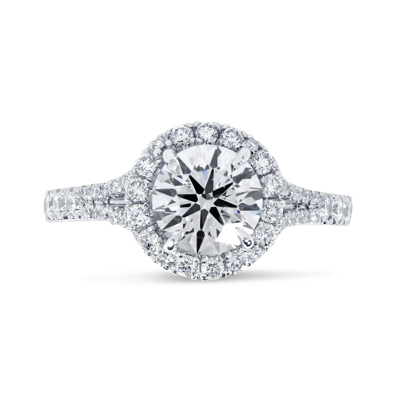 Split Shank Round Shape Halo Engagement Ring